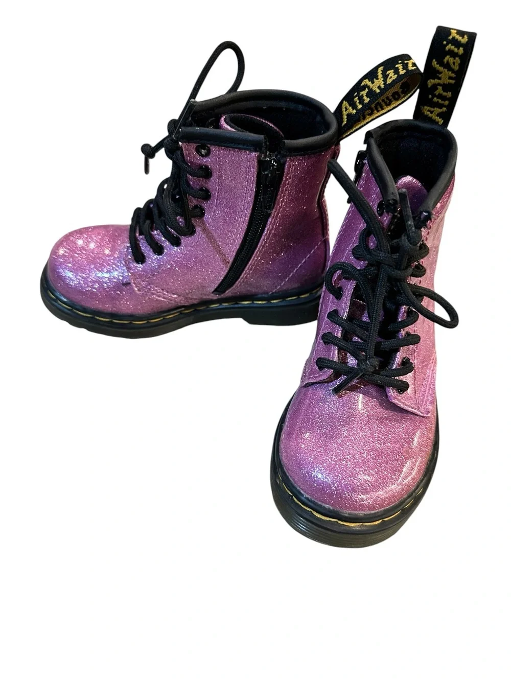 Dr. Martens 1460 Toddler Glitter Boots Pink Sparkle Lace Up Zip Sz 7US 6UK 23EU